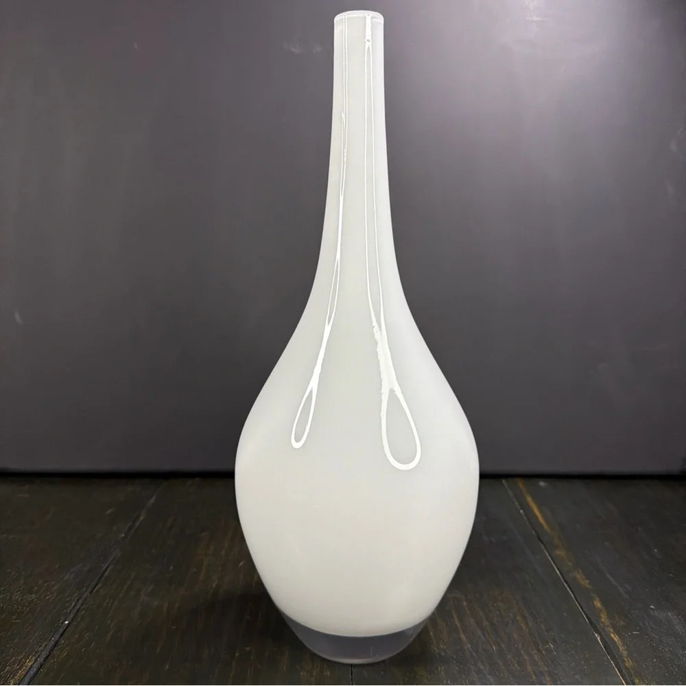 Retired IKEA Salong White Glass 12”Vase